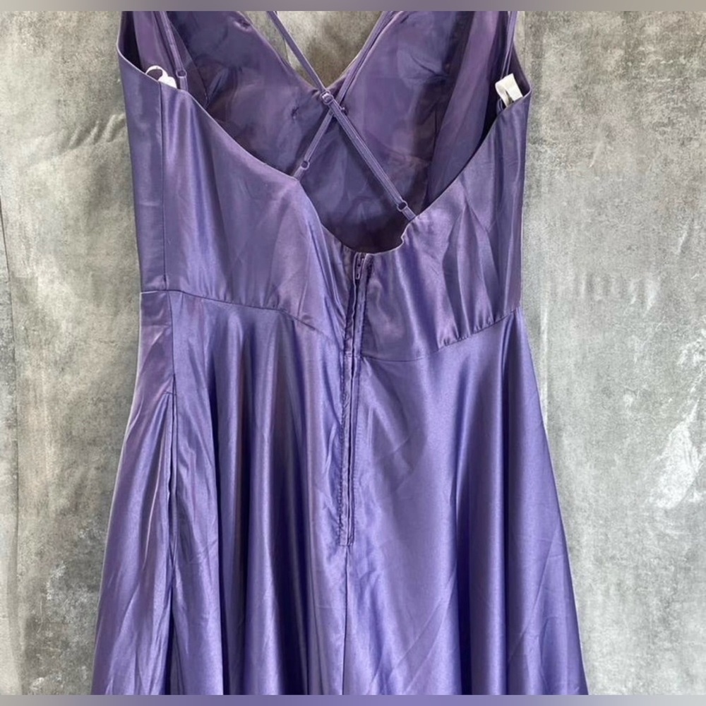 B Darlin Womens Purple Satin Lined Open Back Sleeveless A-Line Dress Juniors 5/6 - Picture 9 of 11